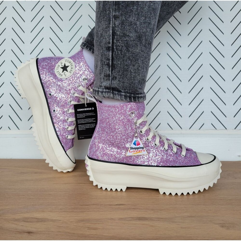 ⭐Converse Run Star Hike Platform 10.5 Women Shoes Purple Glitter Sneaker A10096C